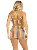 Sexy mini dress, crossing straps, rainbow color